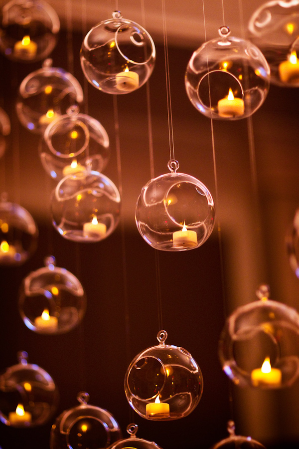 reception decor details - floating bubbles with candles - photo by Washington DC based wedding photographers Holland Photo Arts